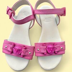 Versace Pink Girls Leather Medusa Sandals